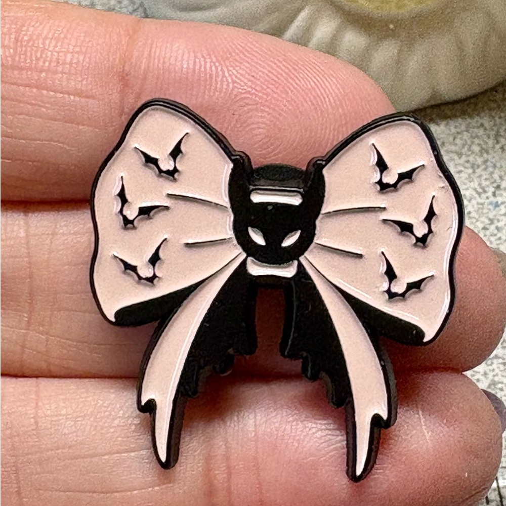 Pink and Black Bow Enamel Pin